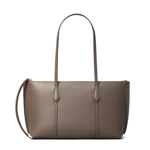 Tory Burch Small Perry Leather Zip Tote – Wild Mushroom - Picture 1 of 8